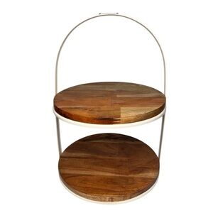 Hearth & Hand by Magnolia 2 Tier Wood & White Metal Cake Stand